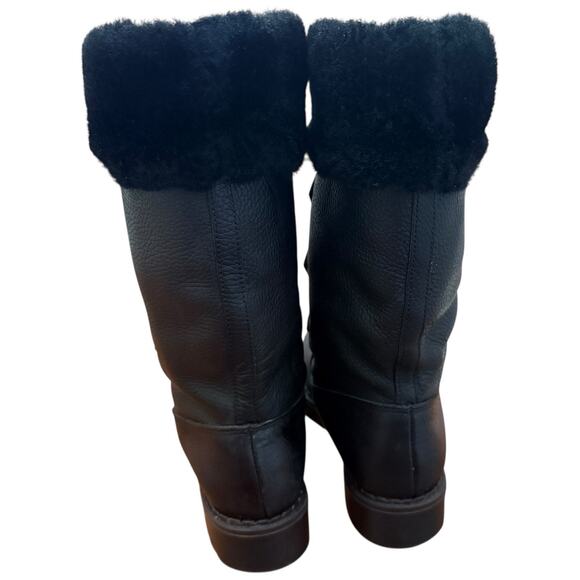 Sorel Black Leather Lined Winter Snow Boots Lace Up Warm Size 7.5 - Picture 4 of 9